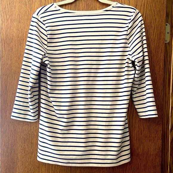 L.L. Bean Nude and Black Striped Top Size M - 100% Supima Cotton - Picture 2 of 3